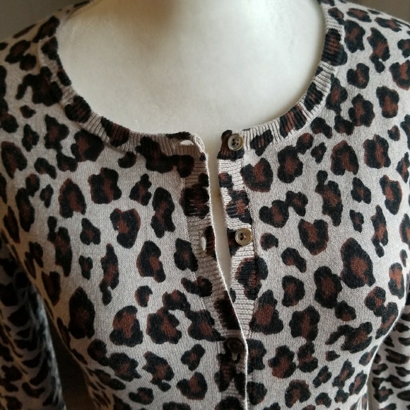 Animal print scoop neck button down cardigan - Picture 7 of 7